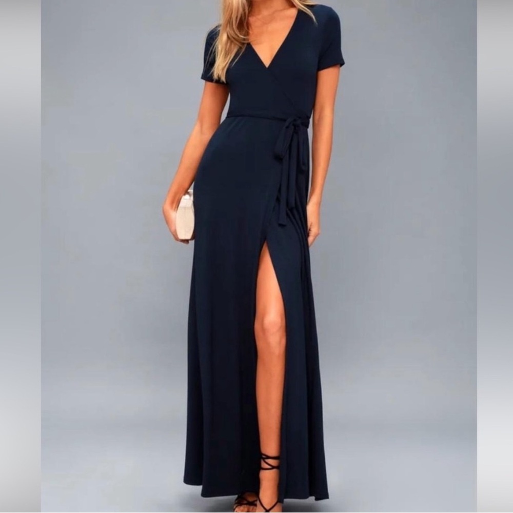 Lulus Navy Blue Maxi wrap dress Soft!!!